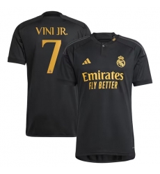 Men's Real Madrid #7 Vini Jr. Black 2023-24 Soccer Jersey