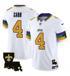 Men's New Orleans Saints #4 Derek Carr White 2024 F.U.S.E. Vapor Limited Stitched Jersey