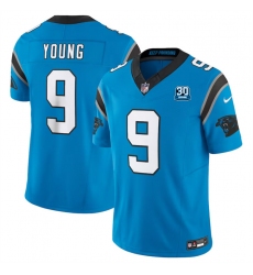 Men's Carolina Panthers #9 Bryce Young Blue 2024 30th Anniversary F.U.S.E. Vapor Limited Stitched Football Jersey