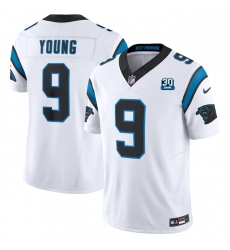 Men's Carolina Panthers #9 Bryce Young White 2024 30th Anniversary F.U.S.E. Vapor Limited Stitched Football Jersey