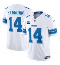 Men's Detroit Lions #14 Amon-Ra St. Brown White 2024 F.U.S.E. With 2-Star C Vapor Limited Stitched Jersey