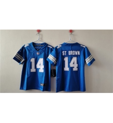 Women's Detroit Lions #14 Amon-Ra St. Brown Blue Vapor Football Stitched Jersey(Run Smaller)