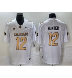 Men's Colorado Buffaloes #12 Travis Hunter White 2023 F.U.S.E. Stitched Football Jersey