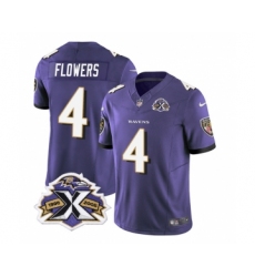 Men's Nike Baltimore Ravens #4 Zay Flowers Purple 2023 F.U.S.E Throwback Vapor Limited Stitched Jersey