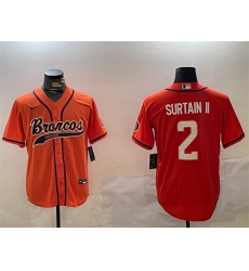 Men's Denver Broncos #2 Pat Surtain II Orange Cool Base Stitched Baseball Jerseys