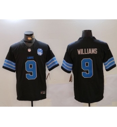 Men's Detroit Lions #9 Jameson Williams Black 2024 F.U.S.E. 2nd Alternate With 90th Anniversary Vapor Limited Stitched Jersey