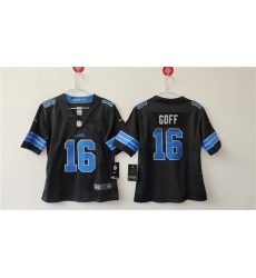 Women's Detroit Lions #16 Jared Goff Black Vapor Football Stitched Jersey(Run Smaller)