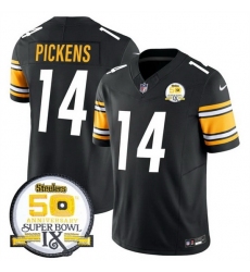 Men's Pittsburgh Steelers #14 George Pickens Black 2024 F U S E 50th Anniversary Of Super Bowl IX Alternate Vapor Untouchable Limited Stitched Jersey