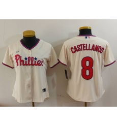 Women's Philadelphia Phillies #8 Nick Castellanos Cream Cool Base Jersey