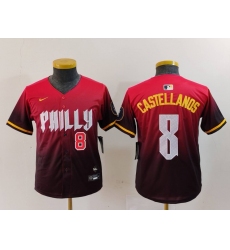 Youth Philadelphia Phillies #8 Nick Castellanos Red Red 2024 City Connect Limited Jerseys