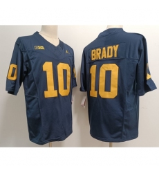 Men's Michigan Wolverines #10 Tom Brady Navy 2023 F U S E College Football Jersey