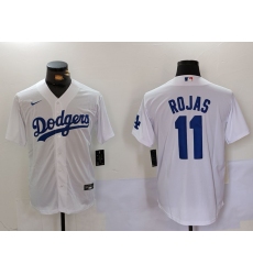 Men's Los Angeles Dodgers #11 Miguel Rojas White Cool Base Stitched Jersey