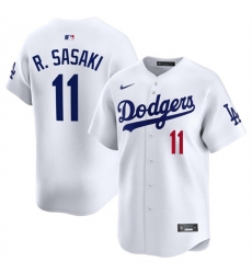 Men's Los Angeles Dodgers #11 Roki Sasaki White 2025 Home Limited Stitched Baseball Jersey