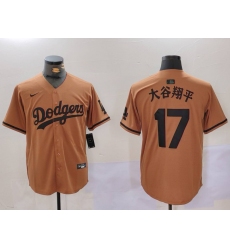 Men's Los Angeles Dodgers #17 太谷翔平 Brown Cool Base Stitched Baseball Jerseys