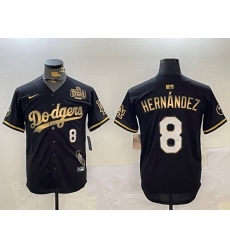 Men's Los Angeles Dodgers #8 Enrique Hernández Black Gold 2024 World Series With Vin & California Vapor Premier Limited Stitched Baseball Jersey