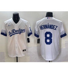 Men's Los Angeles Dodgers #8 Enrique Hernández White City Connect Cool Base Stitched Jersey