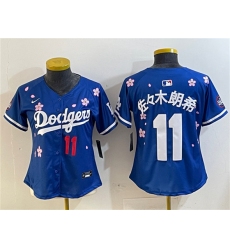 Women's Los Angeles Dodgers #11 佐々木朗希 Royal 2025 Tokyo Series Limited Stitched Baseball Jersey(Run Small)