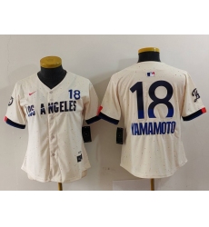 Women's Los Angeles Dodgers #18 Yoshinobu Yamamoto Cream 2024 City Connect Limited Jersey