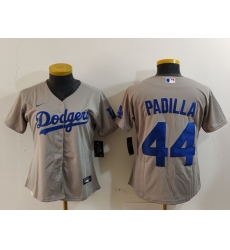 Women's Los Angeles Dodgers #44 Vicente Padilla Grey Cool Base Stitched Jersey