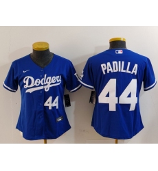 Women's Los Angeles Dodgers #44 Vicente Padilla Number Blue Cool Base Stitched Jerseys