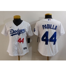 Women's Los Angeles Dodgers #44 Vicente Padilla Number White Cool Base Stitched Jersey