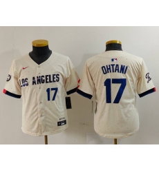 Youth Los Angeles Dodgers #17 Shohei Ohtani Number Cream Blue 2024 City Connect Limited Stitched Jerseys