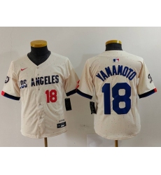 Youth Los Angeles Dodgers #18 Yoshinobu Yamamoto Number Cream 2024 City Connect Limited Stitched Jersey