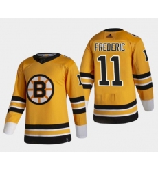 Men's Boston Bruins #11 Trent Frederic Gold Stitched NHL Jersey