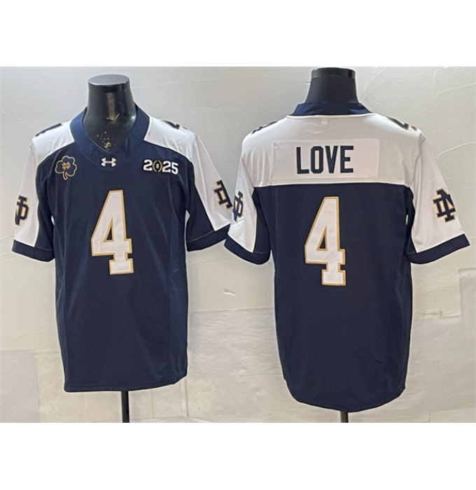 Men's Notre Dame Fighting Irish #4 Jeremiyah Love Navy Alternate F.U.S.E. 2025 CFP Final Limited Stitched Football Jersey