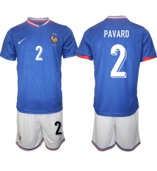 Men's France #2 Benjamin Pavard Blue 2024-25 Home Soccer Jersey Suit