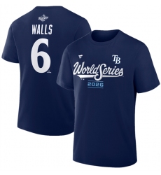 Men's Tampa Bay Rays #6 Taylor Walls Navy 2026 World Series Name & Number T-Shirt