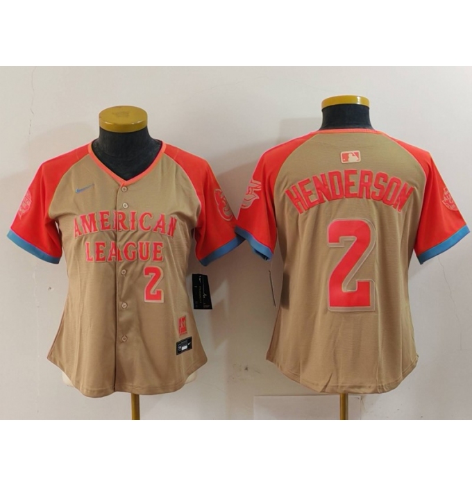 Women's Baltimore Orioles #2 Gunnar Henderson Number Cream 2024 All Star Limited Stitched Jersey