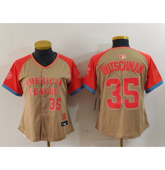 Women's Baltimore Orioles #35 Adley Rutschman Number Cream 2024 All Star Limited Stitched Jersey