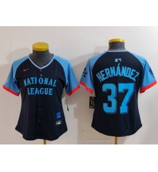 Women's Los Angeles Dodgers #37 Teoscar Hernandez Navy 2024 All Star Limited Stitched Jersey