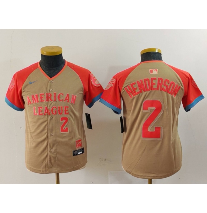 Youth Baltimore Orioles #2 Gunnar Henderson Number Cream 2024 All Star Limited Stitched Jersey