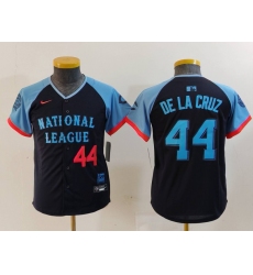 Youth Cincinnati Reds #44 Elly De La Cruz Number Navy 2024 All Star Limited Stitched Jersey