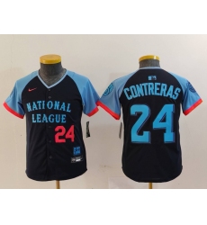 Youth Milwaukee Brewers #24 William Contreras Number Navy 2024 All Star Limited Stitched Jerseys