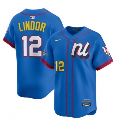 Men's National League #12 Francisco Lindor Blue 2025 All-Star Edition Limited Stitched Baseball Jersey