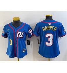 Youth National League #3 Bryce Harper Blue 2025 All-Star Edition Limited Stitched Baseball Jersey