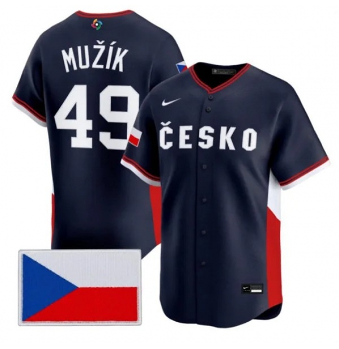 Men's Czech Republic Baseball #49 Martin Muk Nike Navy 2026 World Baseball Classic Jersey