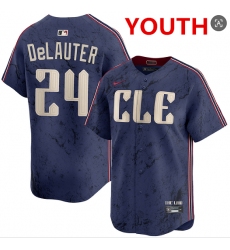 Youth cleveland guardians #24 chase delauter navy 2024 city connect limited stitched jersey