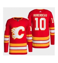 Men's Calgary Flames #10 Jonathan Huberdeau Red Stitched Jersey