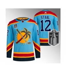 Men's Florida Panthers #12 Eric Staal Blue 2023 Stanley Cup Final Reverse Retro Stitched Jersey