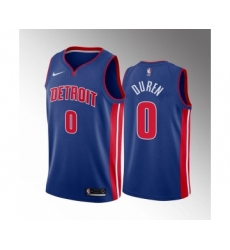 Men's Detroit Pistons #0 Jalen Duren 2022 Draft Blue Basketball Stitched Jersey