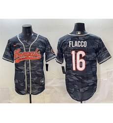 Men's Cincinnati Bengals #16 Joe Flacco Grey Camo With Cool Base Stitched Baseball Jersey