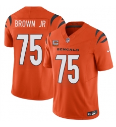 Men's Cincinnati Bengals #75 Orlando Brown Jr Orange 2025 F.U.S.E. With 2-Star C Vapor Untouchable Limited Stitched Football Jersey