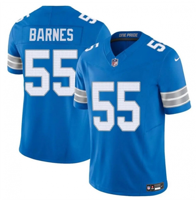 Men's Detroit Lions #55 Derrick Barnes Blue 2025 F.U.S.E. Vapor Limited Football Stitched Game Jersey