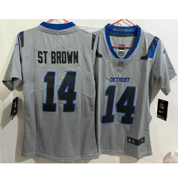 Women's Detroit Lions #14 Amon Ra St Brown Grey 2026 Vapor Rivalries Collection Limited Stitched Jersey
