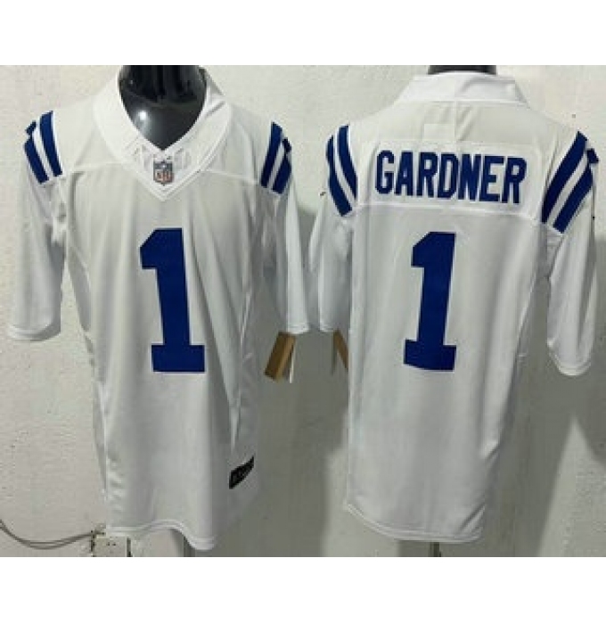 Men's Indianapolis Colts #1 Sauce Gardner Limited White FUSE Vapor Jersey
