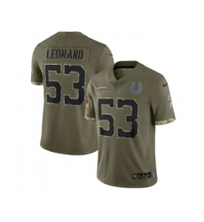 Men's Indianapolis Colts #53 Shaquille Leonard 2022 Olive Salute To Service Limited Stitched Jersey
